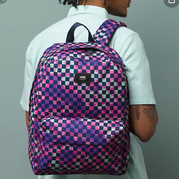 OLD SKOOL CHECKERBOARD BACKPACK Violet School Bag - Picture 2 of 7